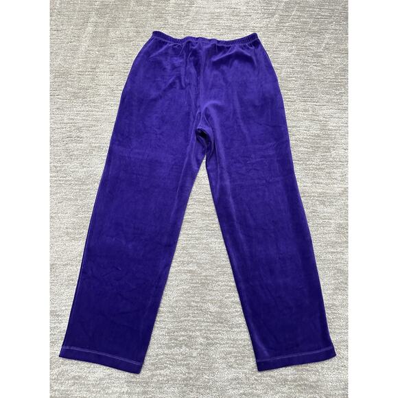 Quacker Factory Lounge Set Womens Large Purple Velour Rhinestone Cozy Pants - Picture 12 of 16
